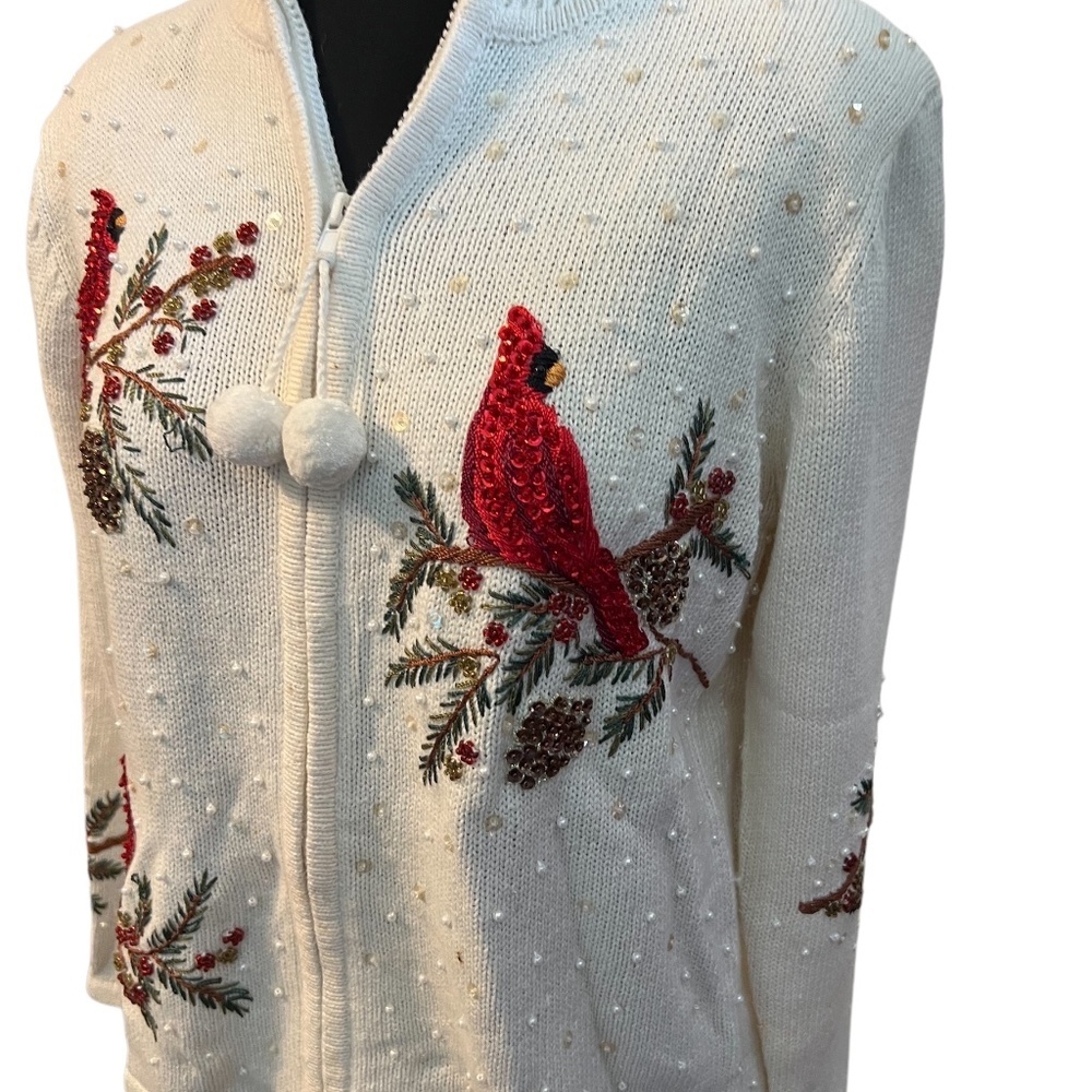 Heirloom Collectibles Cardinals Women’s Cardigan Full Zip Sequins Size PM - Picture 6 of 14